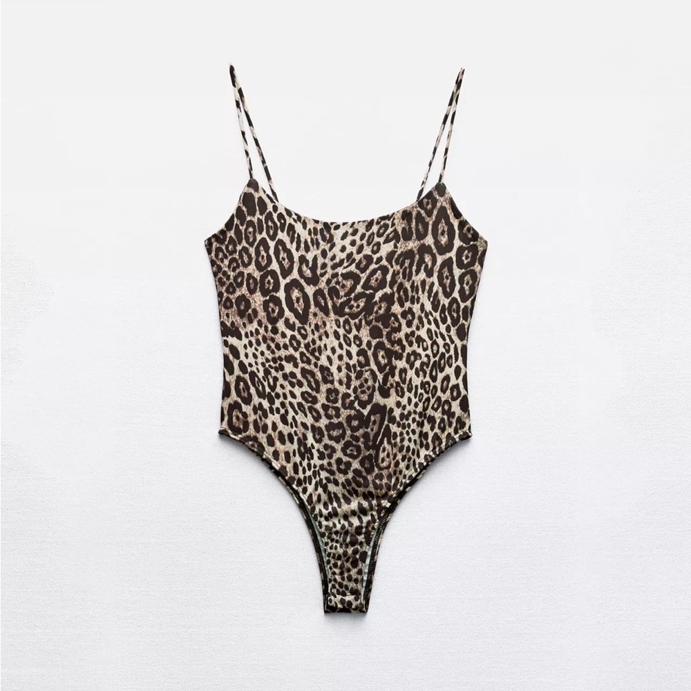 Zara Leopard Print Strappy Bodysuit